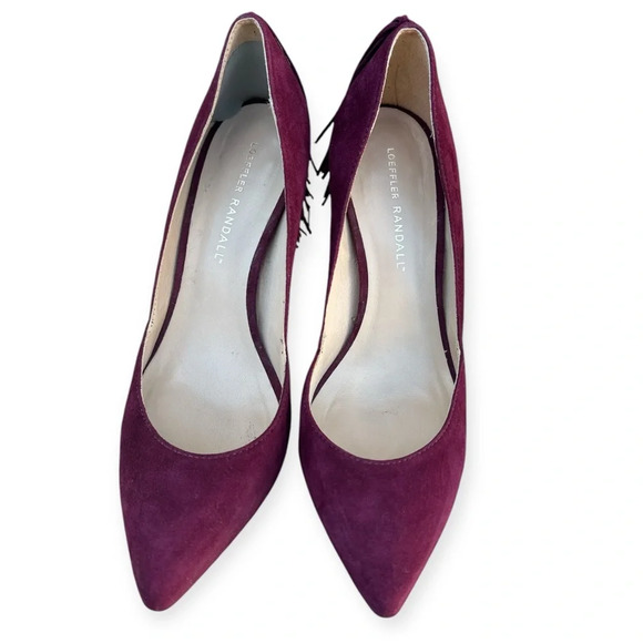 Loeffler Randall women’s suede fringe trim accent d’orsay maroon size 7.5B - Picture 10 of 12